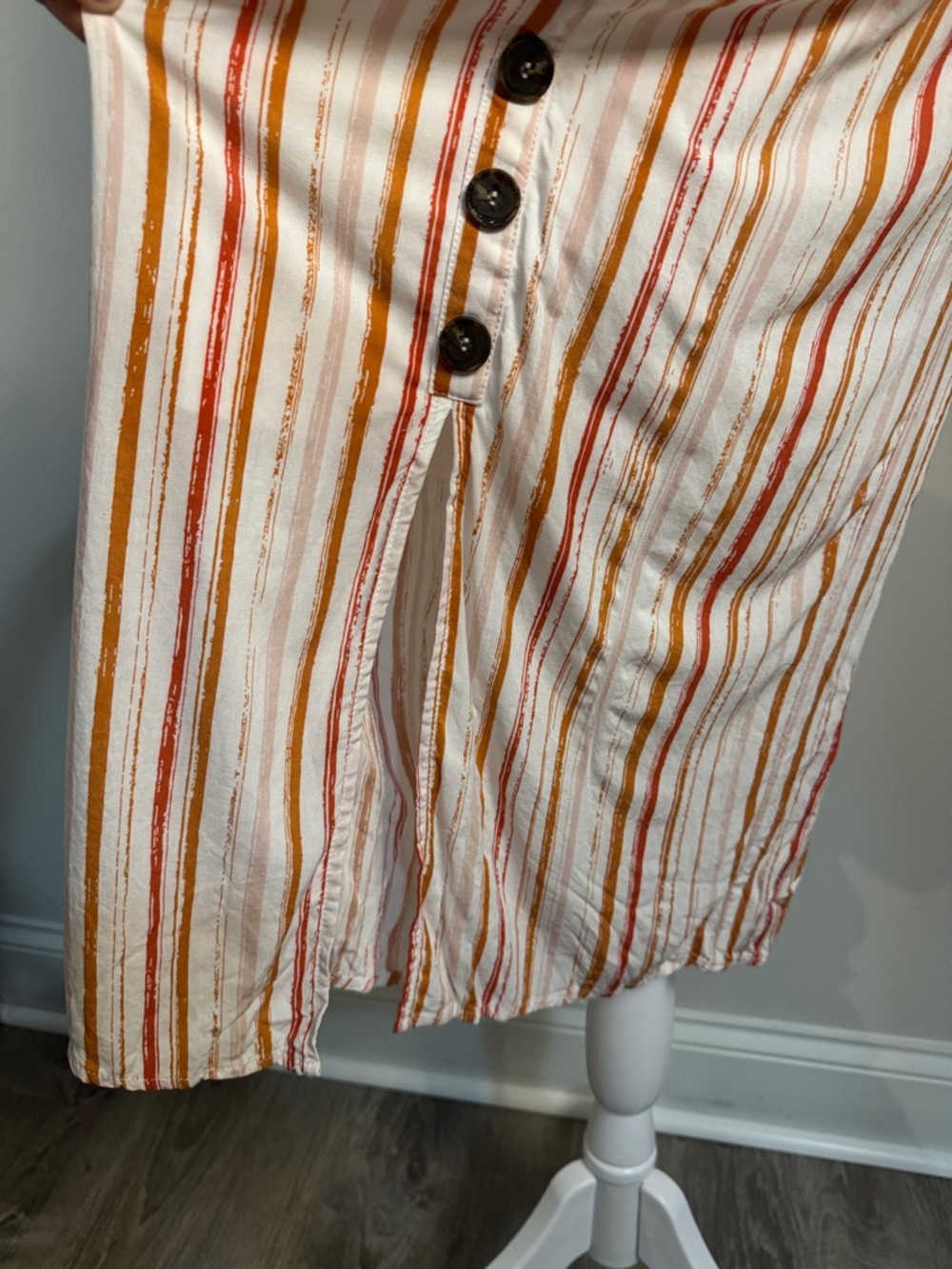 Trixxi Cream Midi Dress with Rust and Tan Stripes - Picture 3 of 5